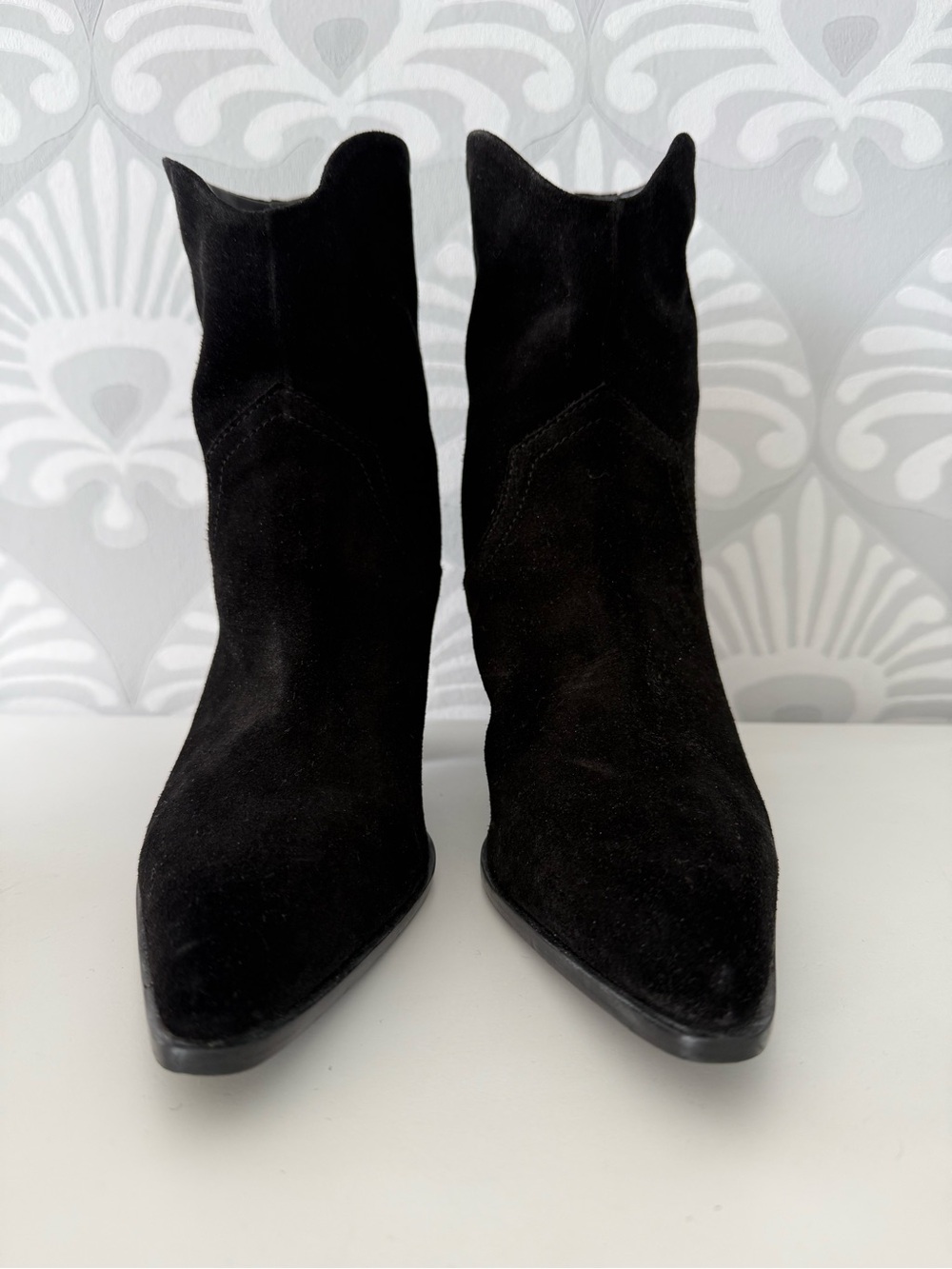 Zara Black Suede Pointed Toe Boot